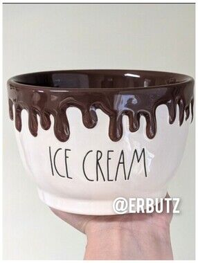 Rae Dunn ICE CREAM Bowl with Embossed Chocolate Drip Design